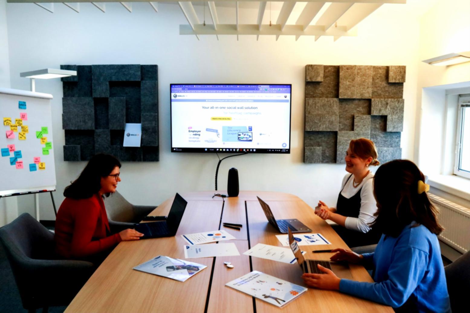 Students collaborating on content strategy project